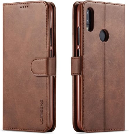 LC.IMEEKE Luxe Book Case - Geschikt voor Xiaomi Redmi Note 7 Hoesje - Donkerbruin