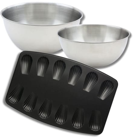 Bakset bakvorm voor 12 madeleines, 2 mengkommen en 1 spatel Zenker