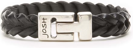 Josh Heren Armband Leer;Metaal - ZilverkleurigZwart