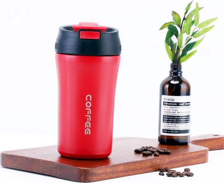 Hbs Rvs Thermosbeker - Drinkfles - Herbruikbare Koffiebeker - 420 Ml - Rood