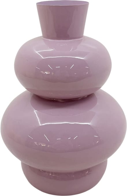by Mooss - Enamel - Vaas - Lila - Licht Paars - Light Purple - Medium - 42 cm - Ã˜ 30 cm - Hoogglans - Metaal - Groot - Chique - Trendy - Hip - Eyecatcher - Decoratief - Emaille