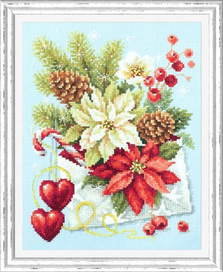 Borduurpakket Kerstlampjes- Magic needle 100-241 met telpatroon