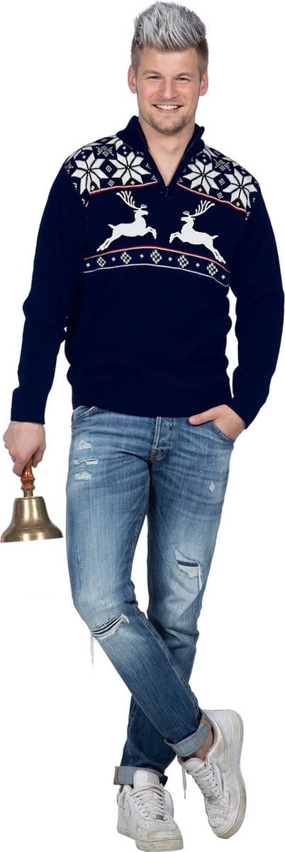 Donkerblauwe Ren Niet Weg Dier Trui