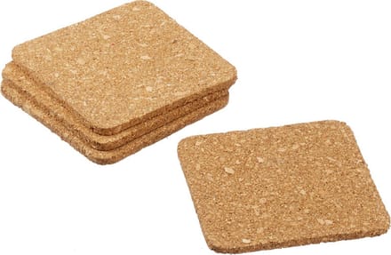 Gerimport Onderzetters voor glazen - 4x - vierkant - kurk - 9 x 9 cm - glasonderzetters