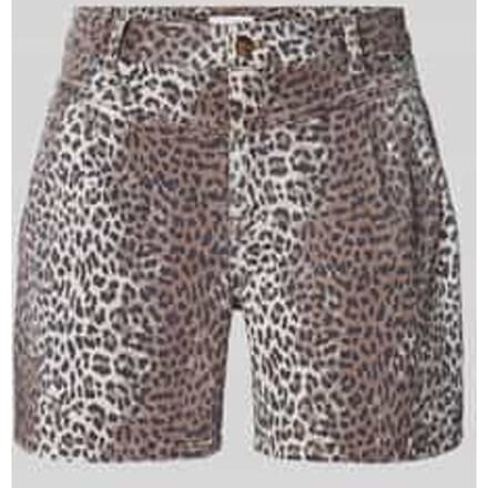 Rich & Royal Leopard Print Denim Shorts Caffee Latte Maat: W28 | Korte Broeken Outlet | Dames | Bruin