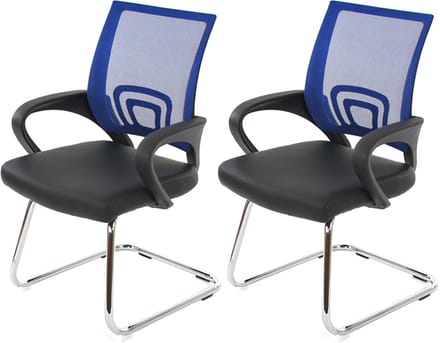 Set van 2 vergaderstoelen Ancona, bezoekersstoel, kunstleer MVG-gecertificeerd ~ blauw