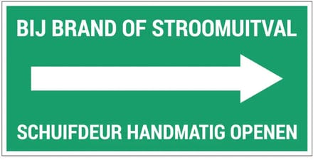 Schuifdeur handmatig openen rechts sticker | 15 x 7,5 cm