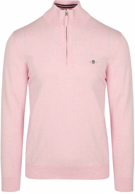 Gant Half Zip Trui Lichtroze - Maat M - Heren - Schipperstrui