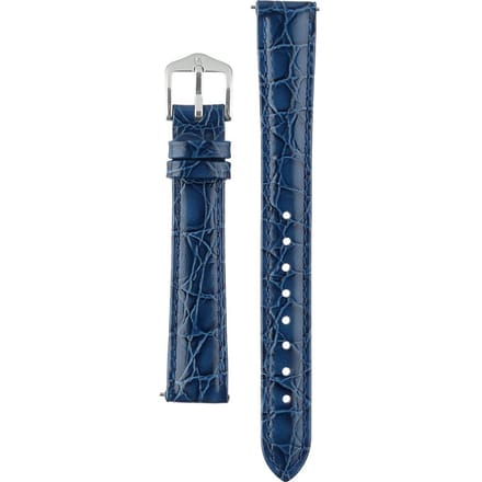 Hirsh Horlogeband -  Crocograin Blauw - Leer - 14 mm