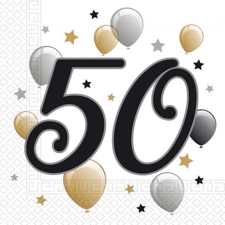 Servetten -50 Jaar - Ballonnen - 33cm 20st