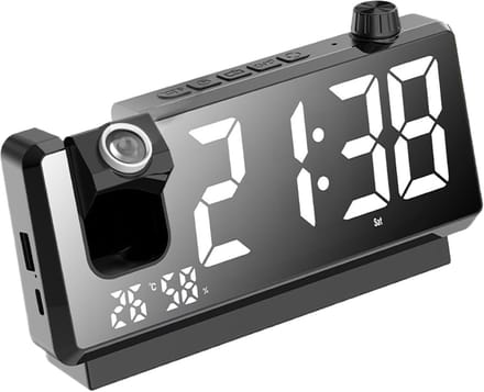 Projectiewekker - Digitale Klok - Wakker Worden - Instelbare Lichtsensor - 18.6 x 4.2 x 8.9 cm