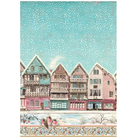 Stamperia Motief strozijde "Winter Magic - Village"