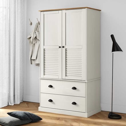 vidaXL - Kledingkast - VIGO - 90x55x170 - cm - massief - grenenhout - wit