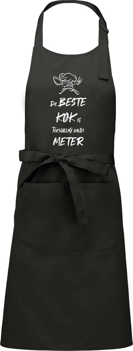 mijncadeautje - luxe schort - De beste kok is toevallig mijn METER - chique grijs