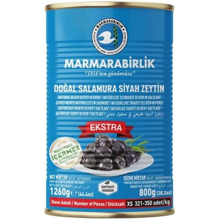 Marmarabirlik extra (xs) zwarte olijven 800 g