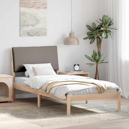 vidaXL - Bedframe - Bruin - en - taupe - 100 - x - 200 - cm - Massief - grenenhout