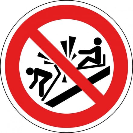 Verboden tegen de slee te botsen bord - kunststof - P047 100 mm