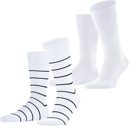 Esprit Modern Stripe 2-Pack huidvriendelijk katoen Multipack Sokken heren wit - maat 43-46