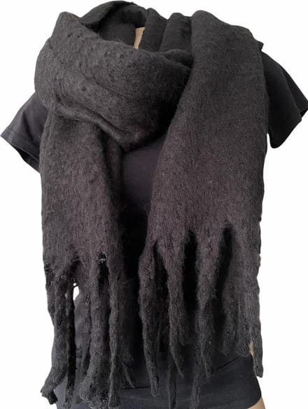 Warme Sjaal - Wintersjaal - Effen - Zwart - 195 x 53 cm (8851242)