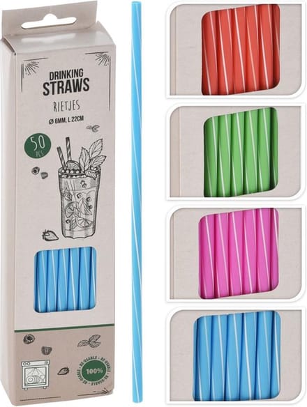 Rietjes kunststof 50 stuks herbruikbaar