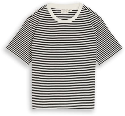 Tom Tailor Denim - T-shirt met boxy pasvorm - Maat XXL - black white stripe