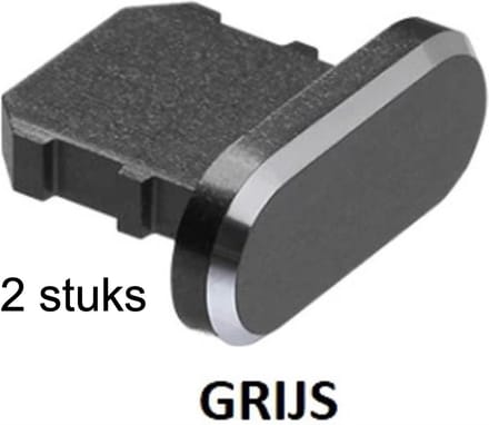 Dustplug geschikt voor iPhone - Stofplug - Dustplug - Dust plug - Iphoneplug - Stofvrij - 2stuks - Grijs - Lightning ingang