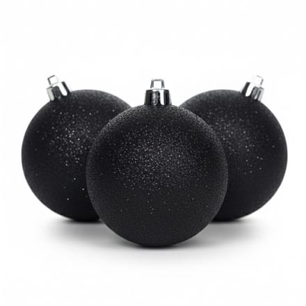 Cosy&Trendy Kerstballen Ø 8 cm - Zwart glitter - Set-6