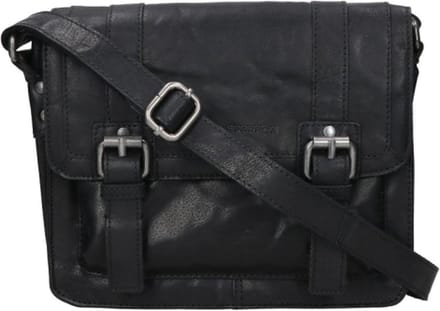 Spikes & Sparrow Bronco Crossbodytas Medium Dames - Leer - Zwart