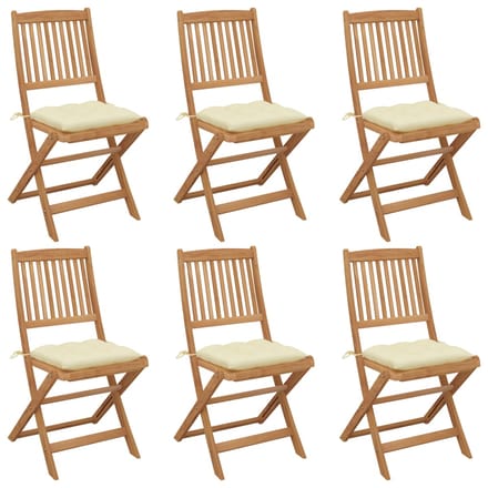 vidaXL - Inklapbare - stoelen - 6 - st - met - kussens - massief - acaciahout