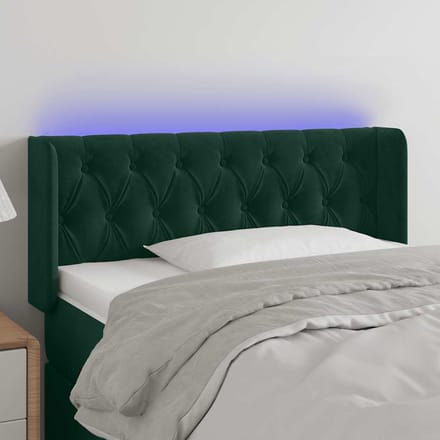 vidaXL - Hoofdbord - LED - 93x16x78/88 - cm - fluweel - donkergroen