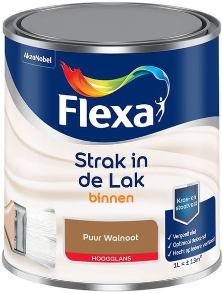 Flexa - Strak In De Lak Binnenlak Hoogglans - Puur Walnoot - Mengverf - 1 L