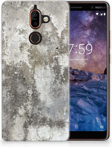 Nokia 7 Plus TPU Siliconen Hoesje Beton Print