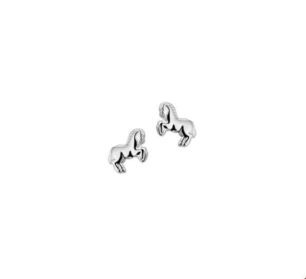 Oorknoppen Paard Zilver Gerhodineerd Glanzend 8.5 mm x 7 mm