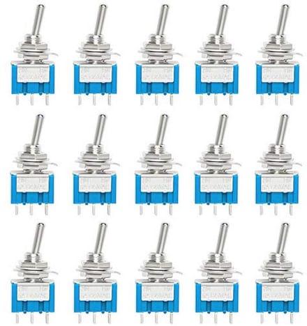 15 Stuks Mini Tuimelschakelaars - 3-polig ON/ON SPDT 6A 125V