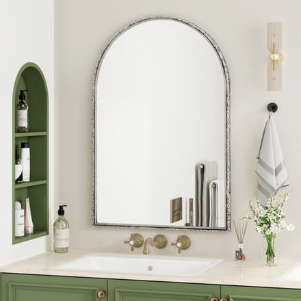 Miroir bombé miroir mural de salle de bain, miroir de courtoisie ou miroir mural décoratif bombé, finition argentée
