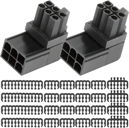 Allecto - ATX Power Adapter - 6 Pin GPU Connector - 90 Graden Ruimtebesparend - 2 Pack - Ideaal voor Computerbouw - Geschikt voor Gaming PC - Kleur...