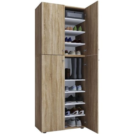 Lona XXL Schoenenkast 4 deuren Sonoma eiken decor.
