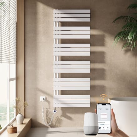 EMKE Elektrische Handdoekradiator - Slimme Bediening - APP Week Timer - 160x60cm - 1000W - Glans Wit