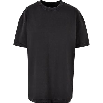 Build your Brand Ladies Oversized Acid Wash Tee BY270 - Black - L