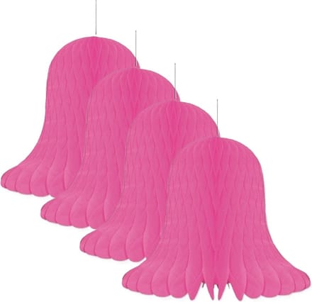 Kerstklokken lampionnen - 4x - roze - 30 x 30 cm - Kerstversiering - Papier
