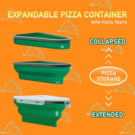 Pizza-bewaarbak met magnetronbestendige schaal, herbruikbare, uitbreidbare siliconen pizzapunthouder