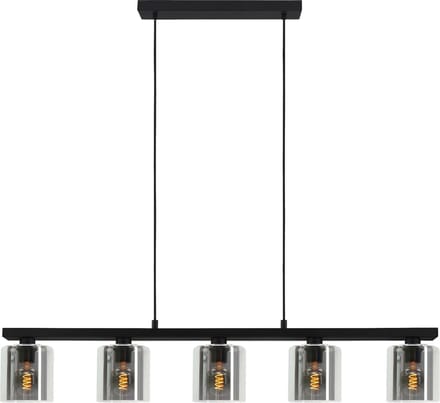 EGLO Cadley Hanglamp | E27 | 121 cm | Rookglas - Smoke glas | Zwart