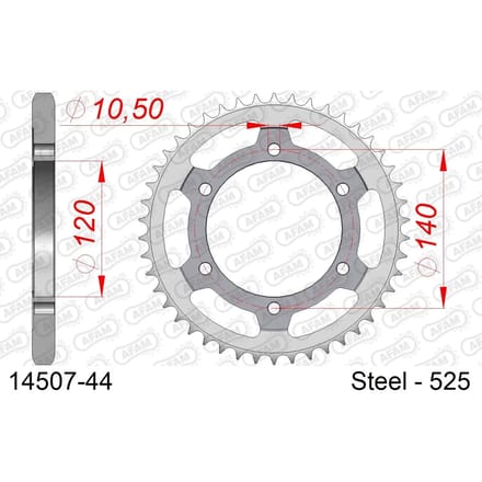 Stalen tandwiel Afam 525 44 dents