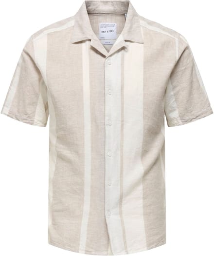 ONLY & SONS ONSCAIDEN SS STRIPE LINEN RESORT SHIRT Heren Overhemd - Maat S