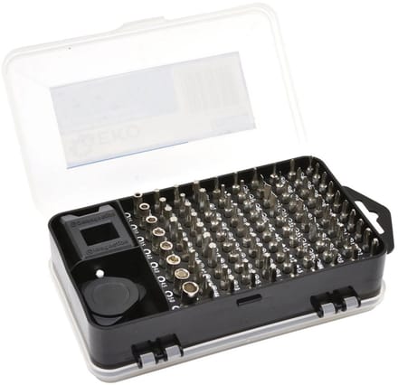 GEKO Precisie bitset - veelzijdig - 90-delig - magnetische handgreep - aluminium - flexibel