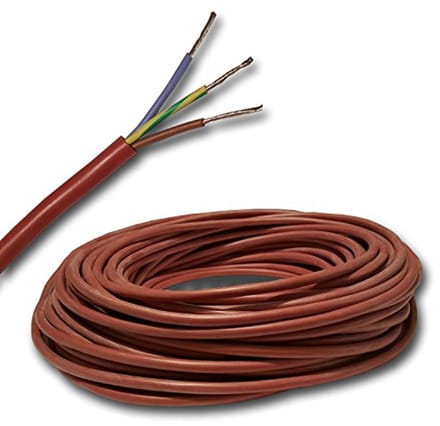 3 meter siliconen kabel 3 x 1,5 mm² voor sauna en hoge temperaturen