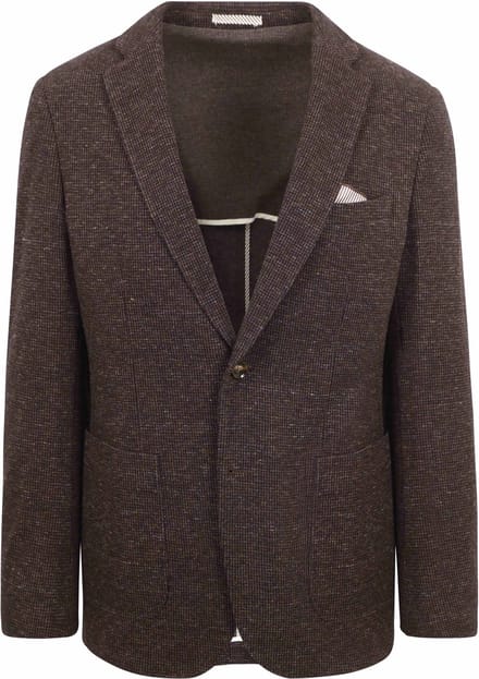 Suitable Colbert Fame Pied de Poule Bruin - Maat 54 - Heren blazer