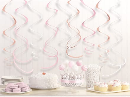 Amscan - Rosé Gold - Swirl Decoratie (12 stuks)