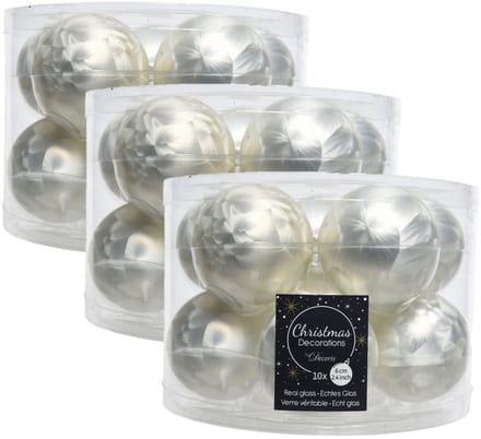 Decoris Kerstballen - 30x st - wit ijslak - 6 cm - glas - mat/glans - kerstversiering