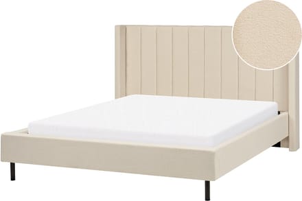 VILETTE - Tweepersoonsbed - Lichtbeige - 160 x 200 cm - Bouclé